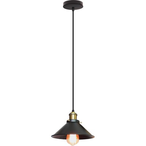 Metal Iron Pendant Light Retro Industrial Pendant Lights Vintage Chandelier For Bedroom Cafe Bar Office Black 22Cm (1/5)