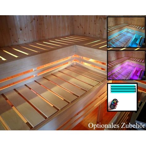 FinnTherm Fasssauna ScandiCube Wave Premium Fasssauna 3 Sitzbänke aus Holz , Sauna mit 42 mm Wandstärke, Außensauna mit Montagematerial