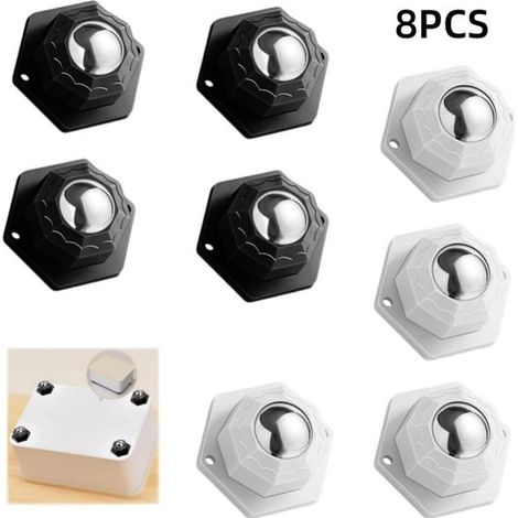 Schwarz-weiße 8er-Packung selbstklebende 360°-Lenkrollen (37,3 mm) (1/5)