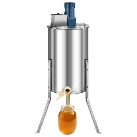 Elektrische Honigschleuder, 3-Rahmen-Tangentialschleuder mit transparentem Deckel, 140 W Honigextractor aus Edelstahl, höhenverstellbar, Wabenextraktionsgerät für die Bienenzucht (1/5)