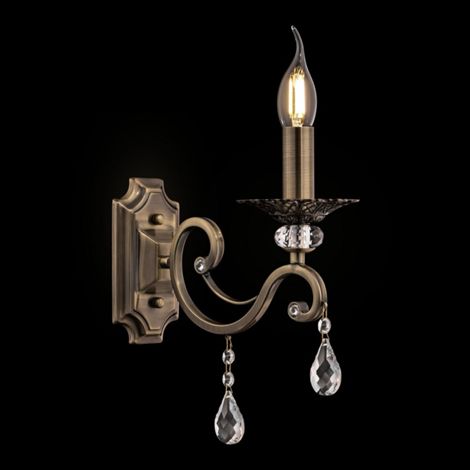 Grace Applique Bougie Laiton & Cristal, 1 Lumière, E14
