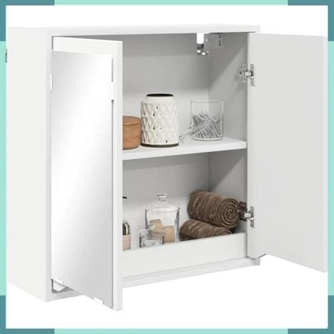Armoire miroir de salle de bain - 888777 - Blanc - 60x20x60 cm - Bois d'ingénierie (1/5)