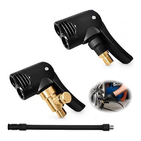 Adaptateur de Valve de Pneu de Voiture Embout de Gonflage Laiton avec Tuyau Extension 16cm Adaptateur Valve Compresseur Noir pour Voiture Moto Vélo Route (1/5)