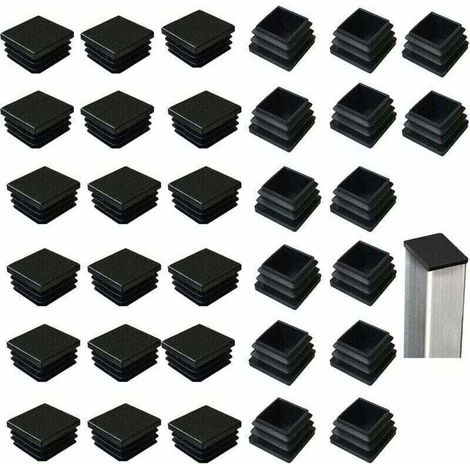 - 32 tacos cuadrados de plástico negro (40 x 40 mm) para productos metálicos, XU, sillas, sofás y mesas (NPTERBL)-Crezuo