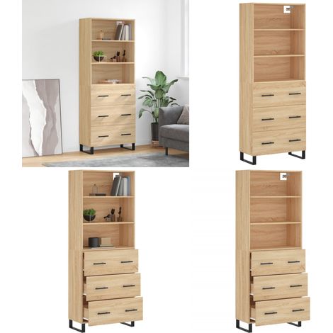 Highboard Sonoma-Eiche 69,5x34x180 cm Holzwerkstoff - Holzwerkstoff - Schrank (1/5)
