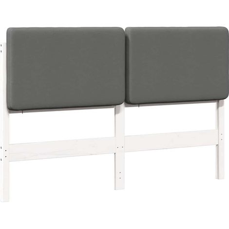 Testiera imbottita Bianco e grigio chiaro 150 cm Pino massello vidaXL