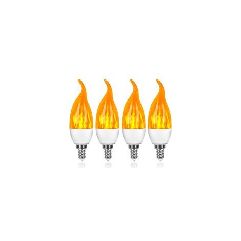 Lot de 4 Ampoules LED E14 3W Effet Flamme Vacillante Décorative pour Halloween Noël Mariage (1/5)