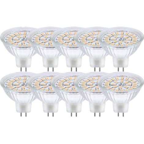 GU5.3 LED Light Bulb, MR16 LED 12V 3W Equivalent to 30W 3000K Warm White Halogen Lamp, Non-Dimmable LED Spot Light Bulbs, Pack of 10 [Energy Class F]