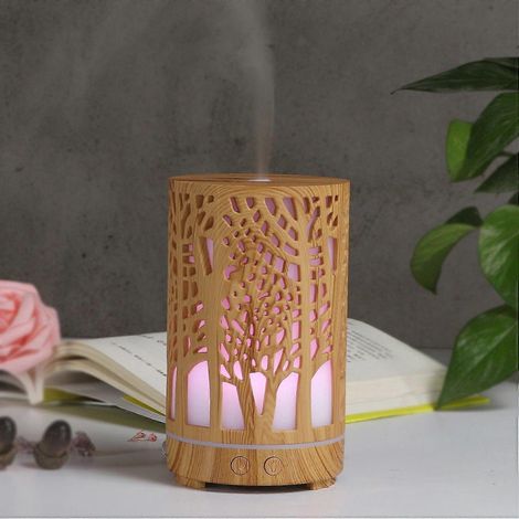 Diffuseur d'huiles essentielles marron clair, diffuseur d'aromathérapie, diffuseur humidificateur ultrasonique grande capacité avec mode de brumisation réglable et arrêt automatique. (1/5)
