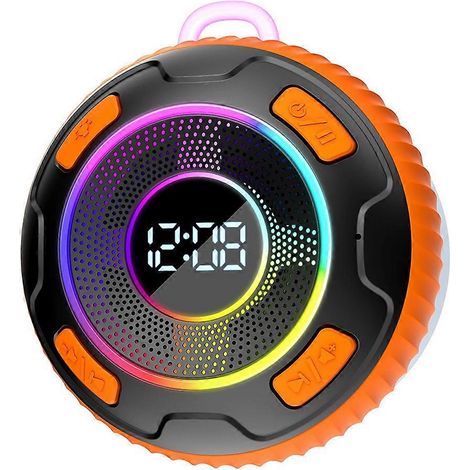 S5 Kabelloser Lautsprecher, IPX7 wasserdicht, integrierte ENC-Lautsprecher, integriertes Mikrofon, 10 Stunden Akkulaufzeit, Bluetooth, Subwoofer, Orange (1/5)