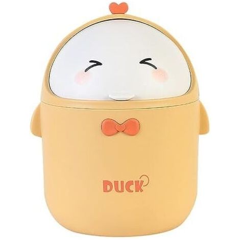 (Jaune)Mini Poubelle De Bureau Avec Couvercle, Poubelle de Style Dessin Animé Mignon Portable, Poubelle Bureau, Petite Poubelle de Salle De Bain, pour Chambre à Coucher, Bureau, Salon (1/5)