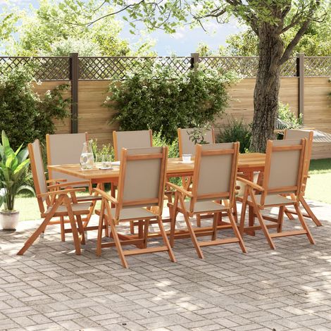 vidaXL Ensemble à manger de jardin 9pcs bois d'acacia solide textilène (1/5)