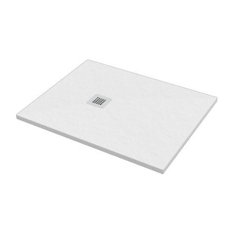 Piatto doccia 75x110 h.2,8 in marmo resina effetto pietra bianco (1/5)