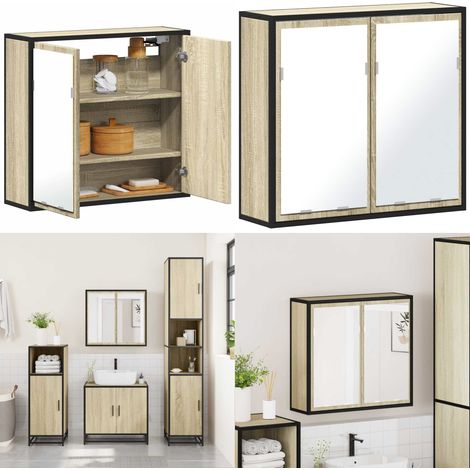 vidaXL Bad-Spiegelschrank Sonoma-Eiche 65x20x60 cm Holzwerkstoff (1/5)