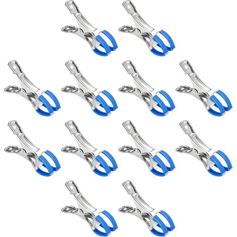 Set of 12 metal clips for pool covers, clamps for above-ground pools, parasols and clothing with strong clamping force (1/5)