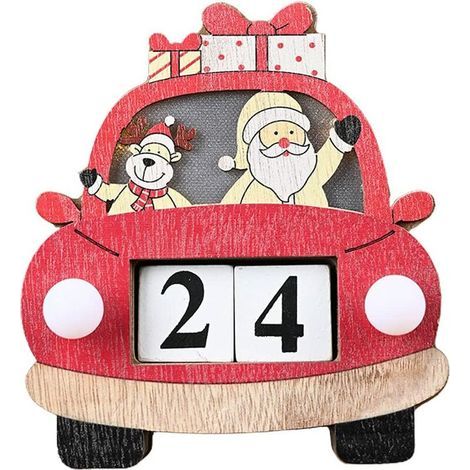 Adventskalender aus Holz mit LED-Beleuchtung, Weihnachtskalender, Countdown-Dekoration, Geschenk (1/5)