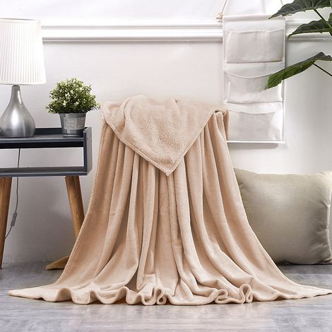 Couverture En Polaire - 150 x 100 cm - Matière 100 % Polyester - Douce Et Légère - Pour Canapé Lit Ou Sofa - Couleur Kaki - 1 Pièce (1/5)