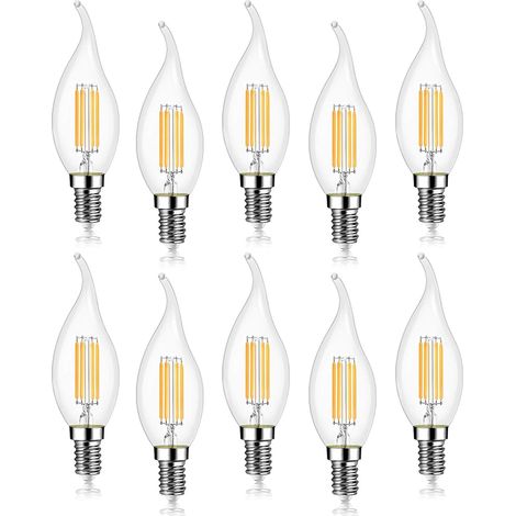 10 pieces 4W LED light bulb E14 470LM flame candle 2700K warm white, not dimmable, 360° beam angle (1/5)