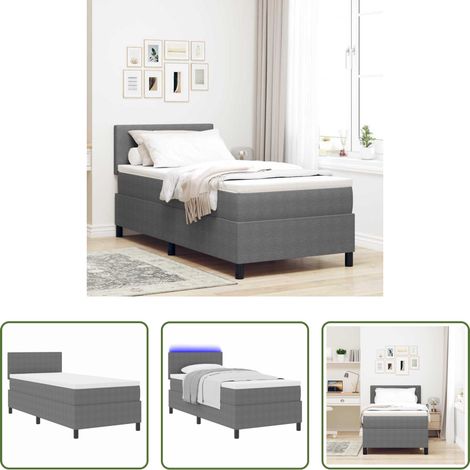 vidaXL Cama Box Spring LED Gris claro y . 100 x 200 cm Tela de Pana (1/5)