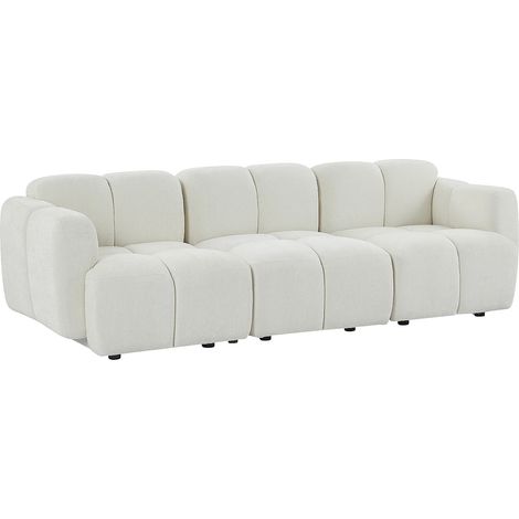 Canapé modulable 3 places en tissu texturé blanc cassé CARLIVI (1/5)