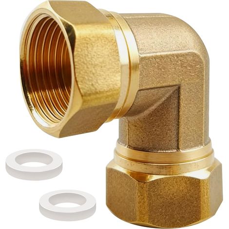 1 raccord mobile en laiton, 3/4" coudé en laiton 90°, 3/4" IG x 3/4" IG, raccord coudé DN20 à 90 ° pour installations d'eau et systèmes de chauffage central (1/5)