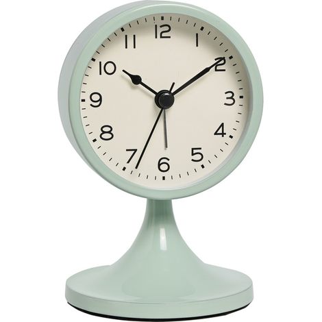 Réveil Analogique Mignon Rétro Alimenté par Piles, Horloge de Bureau en Métal Silencieuse avec Lumière, pour Salon, Chambre et Chevet (Vert) (1/5)