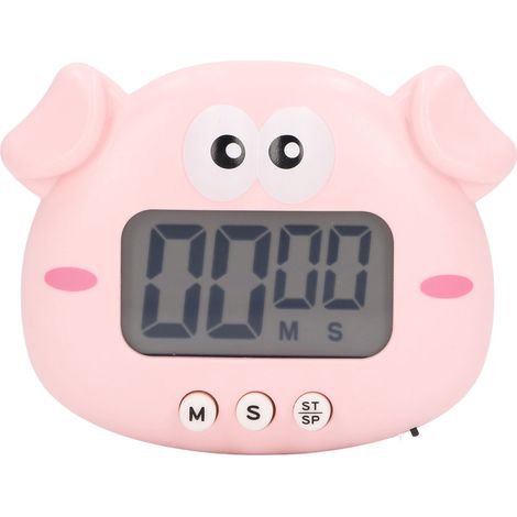 Cartoon Digital Timer ABS Portable Lightweight Simple To Use Cute Cartoon Timer for Kitchen Cooking Piggy Pink