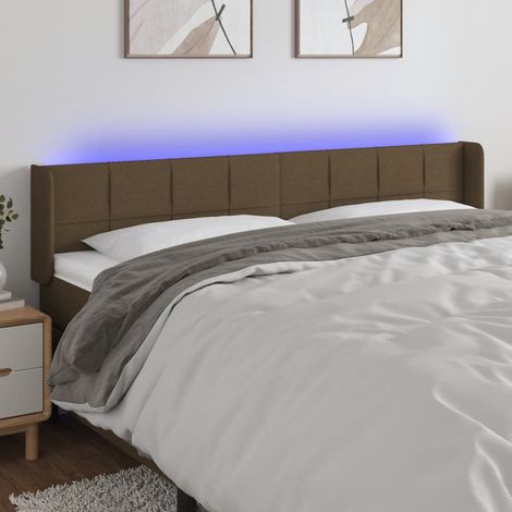 Tête de lit à LED Panneau de lit pour Lit adult Décoration murale Marron foncé 183x16x78/88 cm Tissu RJYKXR197837 (1/5)