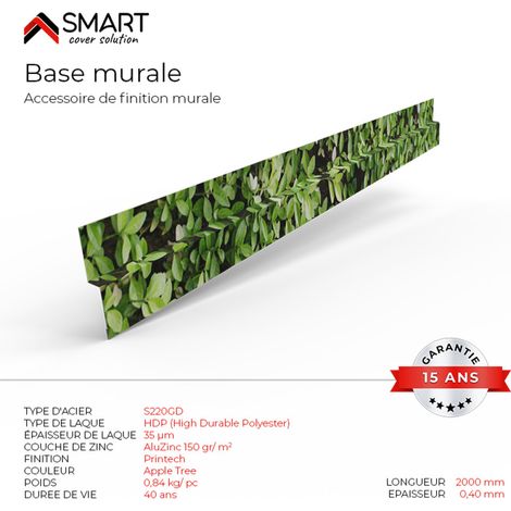 Profilé de joint Tôle bac acier - Toiture - Couverture - plaque H12 Coloris Apple Tree Printech L=2m (1/2)