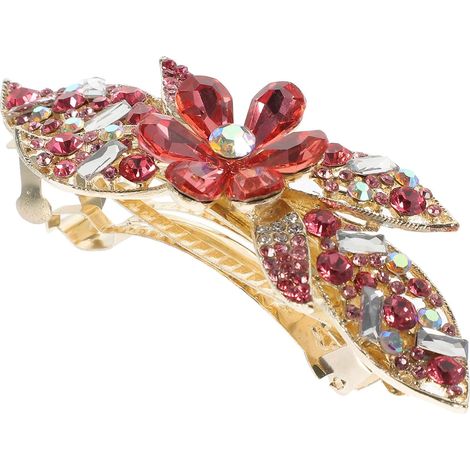 Flower Hair Clip with Metal Crystals for Women and Girls (1/5)
