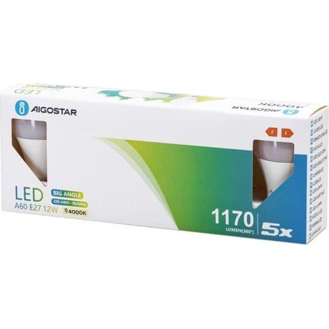 LAMPADINA A LED SFERA E27 A60 12W LUCE NATURALE 5PZ (1/5)