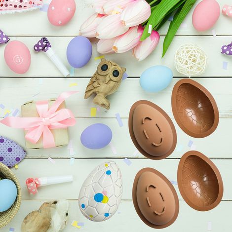 Moule à œufs de Pâques, moule à chocolat en forme d'œuf de dinosaure, outil de décoration et de pâtisserie pour gâteaux et confiseries. (1/5)