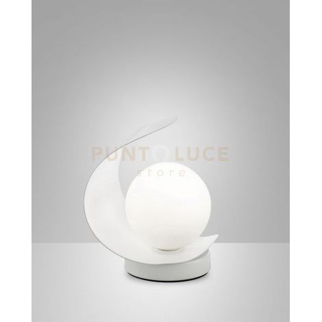 ADRIA DA TAVOLO BIANCA 1 LUCE A LED 3000K - 6W - 540 lm IN METALLO E VETRO DIMMERABILE