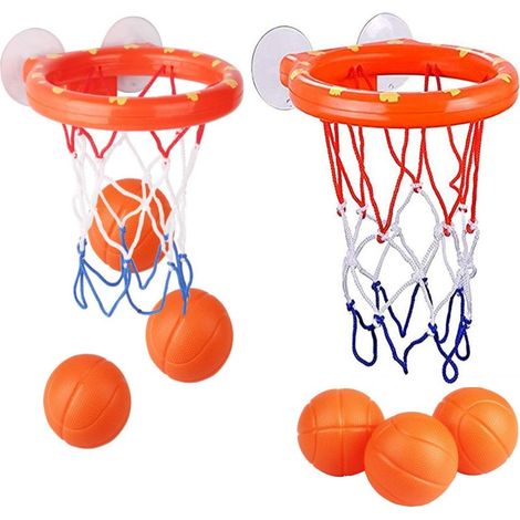 2 Pack Fun Basketball Hoop with Heavy Duty Suction Cups Bathroom Bathtub Shooting Game Balls Toy Set with 6 Balls for Kids (1/5)