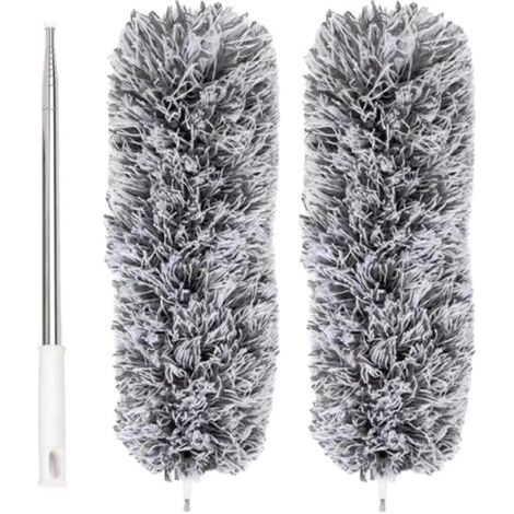 Plumeau Extensible en Microfibre avec Perche télescopique en Acier 110 po et tête Nettoyage Pliable Plumeau Plafond Lavable