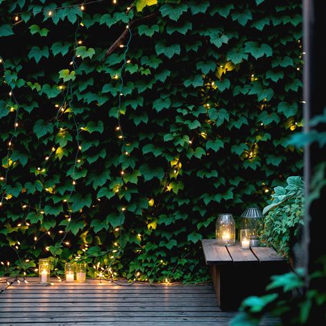 LED-Girlande Solar Aussen 30 Kugeln 5m 3000K Warmweiß