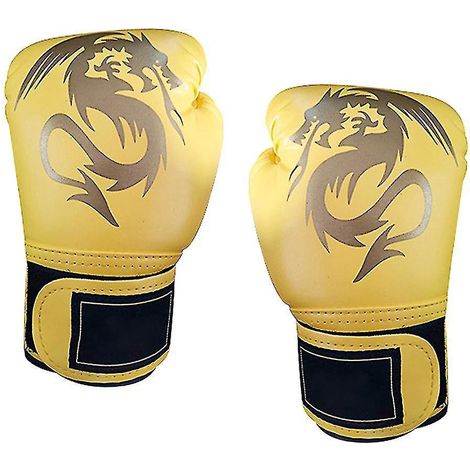 Boxhandschuhe für Kinder und Jugendliche, Trainingshandschuhe für Jungen und Mädchen, für Boxsack, Kickboxen, Muay Thai – Gelb S