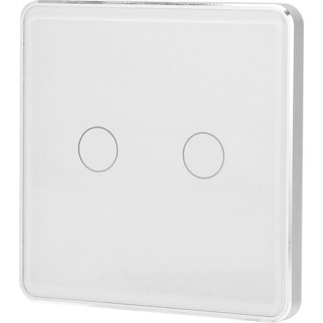 Interrupteur mural intelligent à 2 boutons avec télécommande tactile sans fil et panneau en verre trempé pour Tuya (1/5)