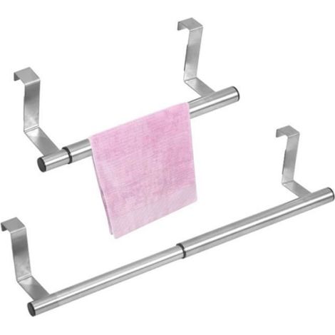 Porte Torchon Cuisine - Support Telescopique Sans Percage En Acier Inoxydable - Pour Porte Armoire Cuisine Salle De Bain - 2 Pièces (1/4)