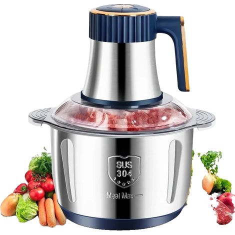 Tritacarne, acciaio inox, tritacarne elettrico multifunzione, Blu 5L-5 Gear (1/2)
