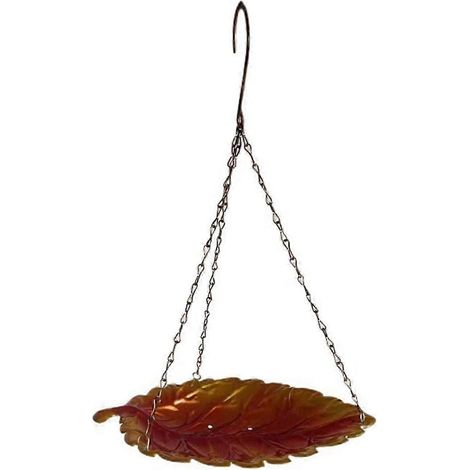Hängender Vogelfutterspender für den Außenbereich, großer Vogeltränkebehälter, Vogelbad, Gartendekoration aus Metall für Rasen, Hof und Terrasse-26x16x36cm-red (1/5)