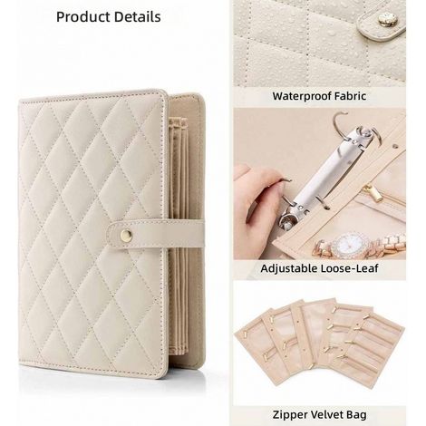 Organisateur de bijoux voyage pliable avec fermeture éclair transparente, pochette à en velours (1/5)
