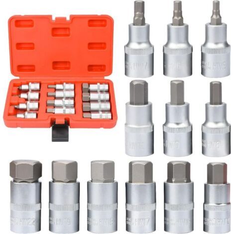 Lot de 12 Embouts Allen Douille Hexagonale Interne 5 22mm, Outils de Précision pour Mécanique et Électronique (1/4)