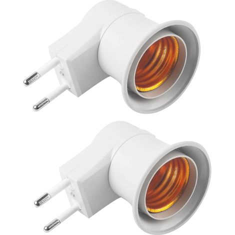 Paquete de 2 adaptadores de enchufe europeo a E27 para lámparas LED, con interruptor de encendido/apagado portátil. (1/5)