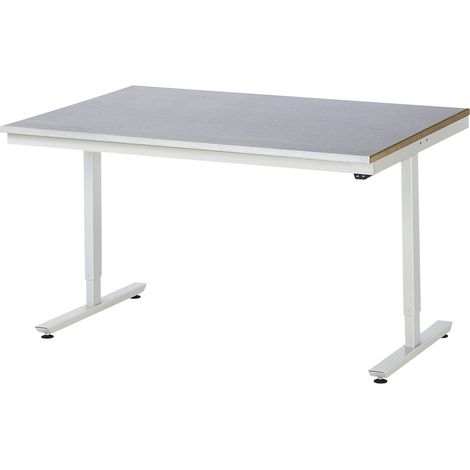 Table de travail adlatus RAU 150 réglable en hauteur électriquement Plan de travail avec revêtement en tôle d'acier 1500 mm x 1000 mm (1/4)