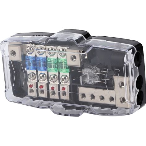 Boîte à fusibles multifonctionnelle à quatre canaux avec répartiteur audio stéréo pour SUV, VTT et UTV, et voyants LED. (1/5)