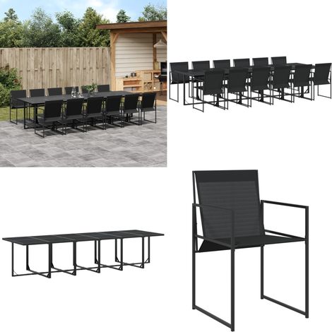 13-tlg. Garten-Essgruppe Schwarz Textilene - Gartentisch - Gartenstühle - Essgruppe - Gartenmöbel - Rattanmöbel - Home & Living