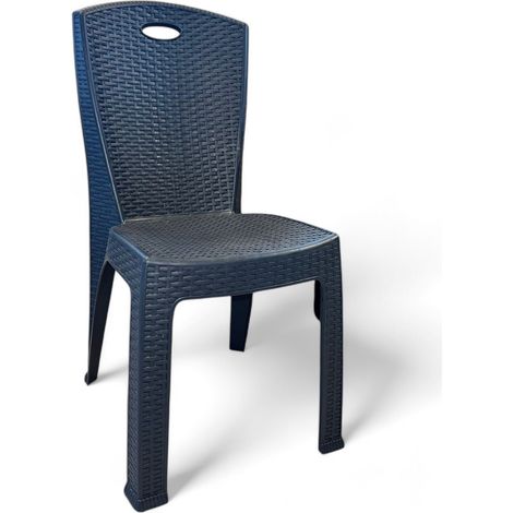 6 Sedie impilabili da interno ed esterno giardino in resina effetto rattan antracite senza braccioli Roma (1/5)