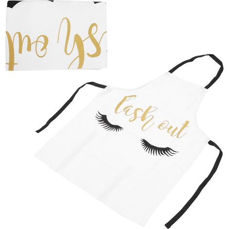 Tablier Respirant pour Salon de Beauté, Motif Cils Doux, Lavable pour Cuisine et Artiste, Blanc (1/5)