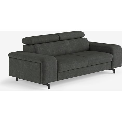 3-Sitzer Sofa modernes Design mit verstellbarer Kopfstütze Rouna - Dunkel Grau (1/5)